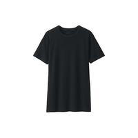 無印良品 MUJI 無印良品  男式 棉质凉爽 圆领短袖T恤 打底衣 打底衫 家居服打底内搭 黑色 3S XL