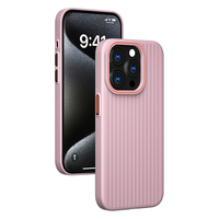 暴走适用苹果14pro手机壳 iPhone14pro保护套 冰感瓦楞纹撞色镜头防摔防滑防汗磨砂硬壳 粉色 【冰感瓦楞+侧边防滑】粉色