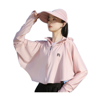 沪尚美馆 防晒衣女士冰丝网眼夏季户外骑行防紫外线防晒服宽松防晒短外套 兔子图案款-蜜桃粉帽子+防晒衣
