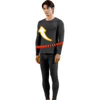 宜而爽秋冬季【羊毛蚕丝】男士防寒保暖内衣套装圆领加绒加厚秋衣秋裤 深麻灰 175/100(XL)