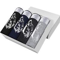 SEPTWOLVES 七匹狼 冰丝系列  男士内裤 内裤男平角裤中腰兰精粘纤冰丝透气平角短裤四角裤头4条装 印章款 L