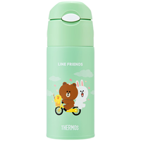 膳魔师(THERMOS)保温杯吸管杯男女316L不锈钢杯子大容量水杯TCMI-400 樱花绿色 400ml
