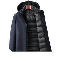 YALU 雅鹿 一衣五穿鹅绒羽绒服男中长款加厚可拆卸内胆夹克外套 藏青 180