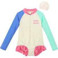 女童泳衣夏装2025洋气女孩多巴胺连体泳装度假儿童长袖游泳衣