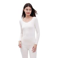 都市丽人 COSMO LADY秋季保暖内衣女士无痕羊毛蚕丝打底衫秋衣秋裤冬季套装秋 山茶白 M