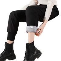 俞兆林羽绒裤女外穿高腰时尚束脚防寒加绒加厚保暖休闲棉裤 黑色 XL
