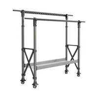 好太太晾衣架落地室内家用移动折叠加粗加厚阳台可升降杆伸缩晾晒架 枪灰色+双杆升降+晾晒网