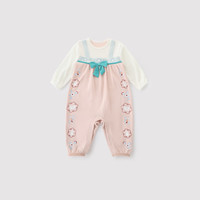 巴厘小猪春秋宝宝连体衣国风女宝宝哈衣新中式国潮女童外出连 彤管粉 90cm