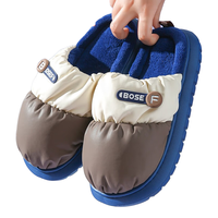 卡帝乐鳄鱼棉拖鞋男女居家秋冬季防水卡通家居保暖室内家用半包棉鞋 咖啡 40-41