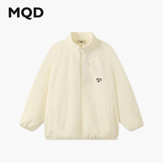 马骑顿MQD男童25秋季户外登山摇粒绒内搭立领露营外套 米白 130