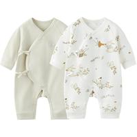 童泰 婴儿连体衣春秋纯棉新生儿衣服宝宝蝴蝶哈衣爬服满月服2件装