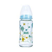 NUK0-6个月玻璃奶瓶新生儿防胀气宽口径奶瓶 款式 宽口玻璃奶瓶-蓝色 240ml