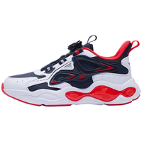 361°童鞋男童运动鞋皮面旋钮扣儿童休闲鞋冬季中大童鞋子 深石蓝色/361度白/能量红色 38