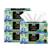 洁柔抽纸Face油画系列4层加厚无香可湿水面巾纸巾餐巾纸家用实惠装 5包