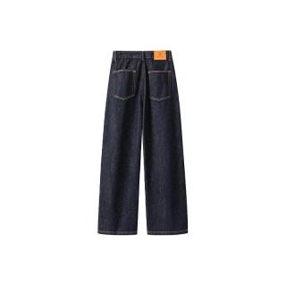 William fox&sons 威廉福克斯男装原色丹宁防掉色工艺牛仔宽松直筒休闲复古牛仔裤 丹宁蓝 XL