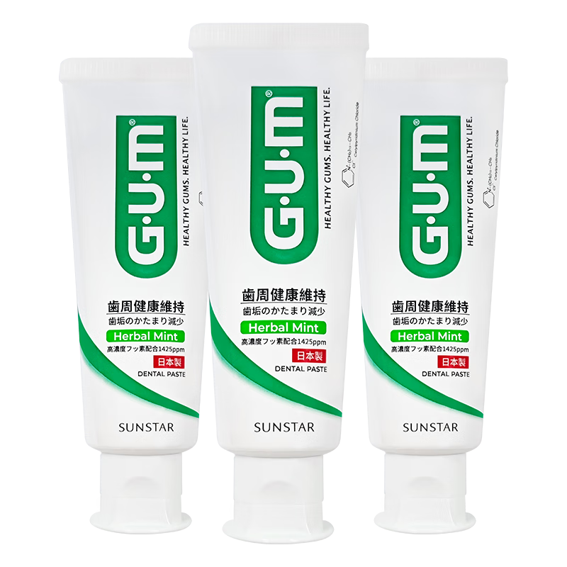  G·U·M 含氟低泡 牙膏套装  390g*3支 薄荷