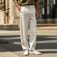 AKCLUB AK 自由古巴全麻直筒休闲裤休闲裤裤子男裤