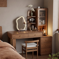 尚馨阁 中古风转角梳妆台床头柜一体斗柜卧室化妆桌收纳柜化妆台实木1910