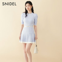 SNIDEL2025春夏新品圆领中袖针织衫百褶半身短裙套装SWNO251139