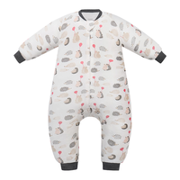 nest designs 婴儿睡袋竹棉薄夹棉长袖宝宝分腿睡袋儿童防踢被 刺猬110码