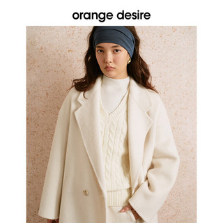 orangedesire【经典0117系列】orange desire长款落肩双面呢大衣外套25秋新款 月光白
