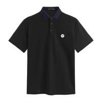 太平鸟男装polo衫夏季时尚撞色拼条男士翻领 黑色1（合体） M 