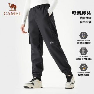 骆驼（CAMEL）软壳裤男2025抓绒保暖微宽松防泼防风户外徒步登山裤女 A24CK03863，法式棕，女 3XL