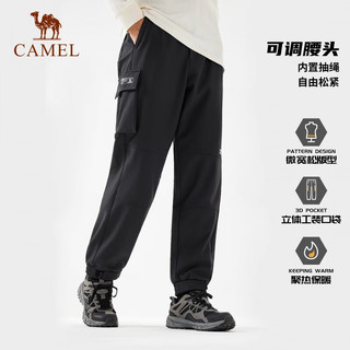 骆驼（CAMEL）软壳裤男2025抓绒保暖微宽松防泼防风户外徒步登山裤女 A24CK03863，法式棕，女 3XL