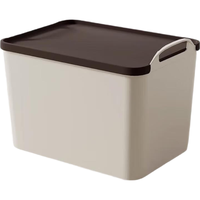 bicoy 百草园 手提桌面收纳盒杂物零食收纳筐储物箱厨房玩具带盖深大号奶咖色