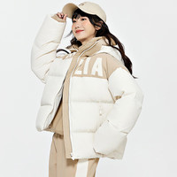 KAPPA卡帕羽绒服男女冬季连帽撞色短款面包服户外保暖衣 女桦木白-0114（） M