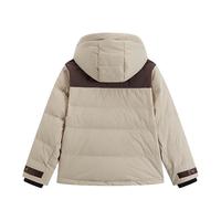 KAPPA卡帕羽绒服男女冬季连帽撞色短款面包服户外保暖衣 女卡其色-6354（24年） M