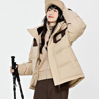 KAPPA卡帕羽绒服男女冬季连帽撞色短款面包服户外保暖衣 女灰卡其-602（） M
