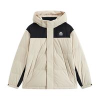 KAPPA卡帕羽绒服男女冬季连帽撞色短款面包服户外保暖衣 男卡其色-6354（24年） 2XL