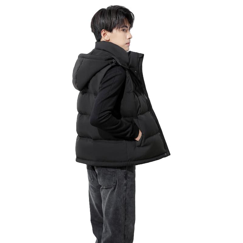 BOBBY BIZZ男士羽绒服马甲秋冬季2024背心95%白鹅绒马夹加厚保暖外套潮 黑色 2XL 175斤左右