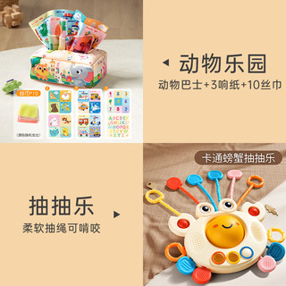 奕思瑞婴儿抽纸玩具0-1-2岁宝宝抽抽乐幼儿可啃咬6个月以上早教玩具布书