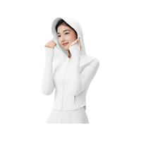 小野和子修身连帽防晒衣女带帽檐外套城市轻户外夏季透气防晒服 【帽檐款】云纱白 S