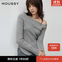 MOUSSY 2025秋季新品温柔慵懒风不对称领露肩毛衣女010IA370-3891