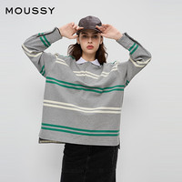 moussy 新品高校运动少年感POLO衫长袖T恤028HAZ80-0981 160  00020/F