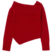 moussy2025秋季温柔慵懒风不对称领露肩毛衣女010IA370-3891 080红色 均码