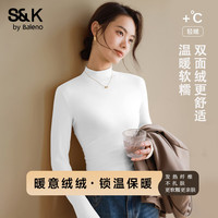 班尼路（Baleno）S&K打底衫女2025年秋冬女装时尚休闲修身百搭内搭打底上衣 白#纯色 【半高领薄绒打底衫】 L