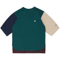 Champion冠军短袖t恤女士2024夏季刺绣拼色半袖潮牌上衣纯棉