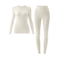 蕉内热皮503+++男女士保暖内衣套装7A抗菌打底内衣加绒加厚秋衣秋裤 【女士】奶白 M