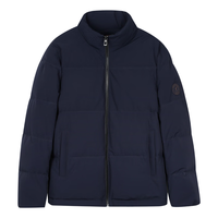 才子 TRIES羽绒服男士外套鸭绒24年秋冬保暖立领纯色面包服徽章简约户外上衣 深蓝色 XXL(180/96A)