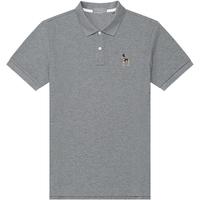 HAZZYS 哈吉斯 夏季时尚刺绣通勤翻领POLO短袖T恤男