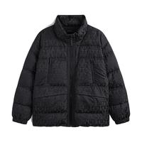 冬季GXG男士黑色提花休闲立领鸭绒短款羽绒服潮搭舒适外套男