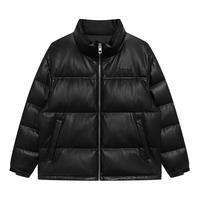 绿意系列 秋冬热卖GXG休闲简约立领PU皮保暖羽绒服外套