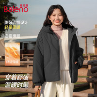班尼路外套女装棉服女冬季新款防风保暖设计上衣服时尚潮流中长款棉衣14 浅粉#纯色 S