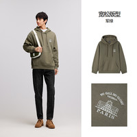 森马卫衣运动风装冬季印花连帽上衣宽松休闲连帽潮-TK D款男连帽-军绿 L