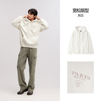 森马卫衣运动风装冬季印花连帽上衣宽松休闲连帽潮-TK D款男连帽-灰白 S