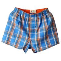 七匹狼阿罗裤男纯棉内裤宽松透气三分裤100%棉打底裤四角全棉格纹睡裤男 格纹2条装(蓝白格+大红格) 2条 L (100-120斤/腰围2.0-2.3尺)